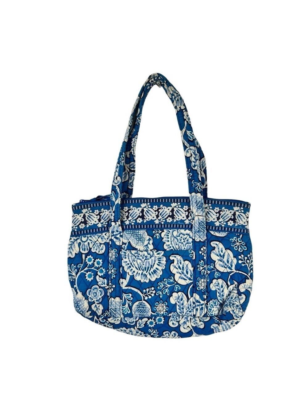 Vera Bradley Lagoon Tote Bag Purse Blue Floral Quilted Travel Shoulder Carryall